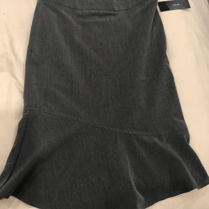 Grey pencil skirt with ruffle hem for work